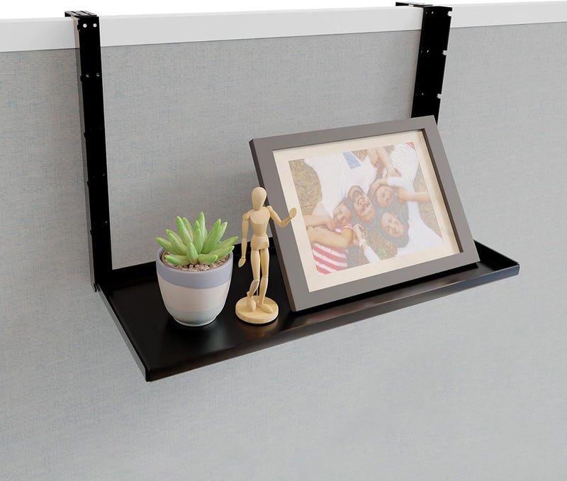 AKBFOX Office Cubicle Shelf - 14.2'' x 5.9'' Storage Organizer Floating Corner Rack Hanging Shelf Height Adjustable Home Office Essentials for Planter Statue Decor Photo Frame - Image 1
